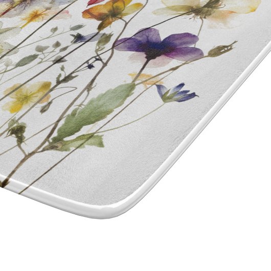 Wildblume Symphony: Vibranly Watercolor Art Schneidebrett (Ecke)