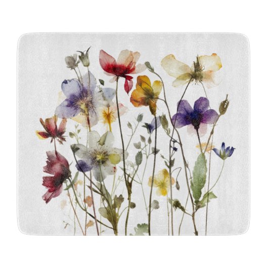 Wildblume Symphony: Vibranly Watercolor Art Schneidebrett (Vorderseite)