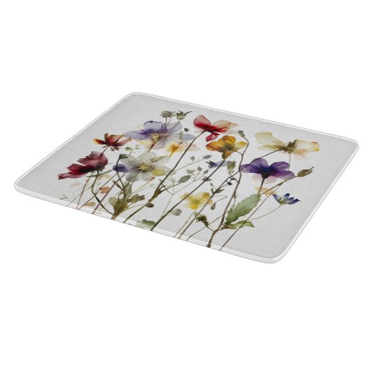 Wildblume Symphony: Vibranly Watercolor Art Schneidebrett (Ecke)