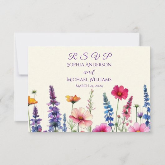 Wildblume Symphony Wedding RSVP Karte (Vorderseite)