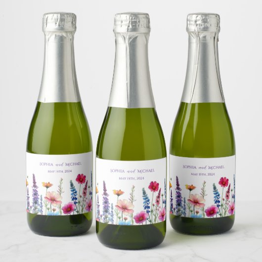 Wildblume Symphony Wedding Schaumweinetikett (Flaschen)