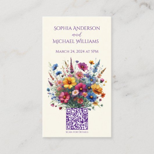 Wildblume Symphony-Wedding speichern das Datum- Visitenkarte (Vorderseite)