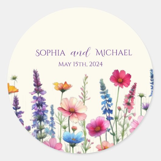 Wildblume Symphony Wedding Stickers (Vorderseite)