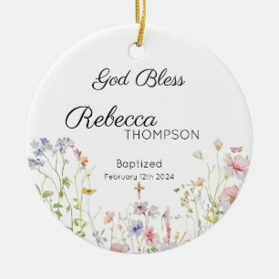 Wildblume Taufe Girl Keramik Ornament