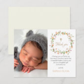  Wildblume Taufe Pink Girl Danke Karte (Vorne/Hinten)