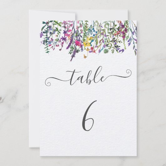 Wildblume Taufe Sitzkarten Tischnummer (Vorderseite)