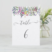 Wildblume Taufe Sitzkarten Tischnummer (Stehend Vorderseite)