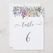 Wildblume Taufe Sitzkarten Tischnummer (Rückseite)