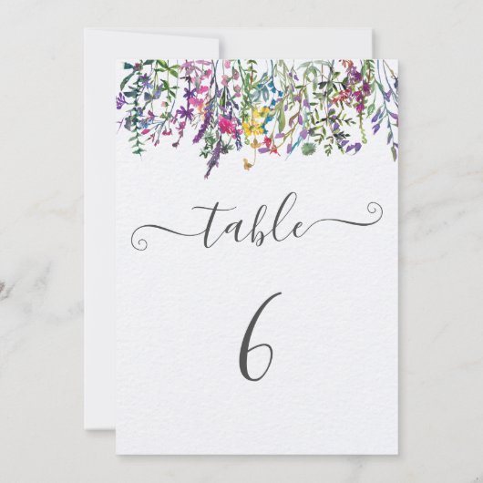 Wildblume Taufe Sitzkarten Tischnummer (Rückseite)