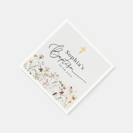 Wildblume Taufen Serviette (Ecke)