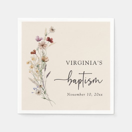 Wildblume Taufen Serviette (Vorderseite)