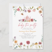 Wildblume Tea Baby Dusche Einladung (Vorderseite)