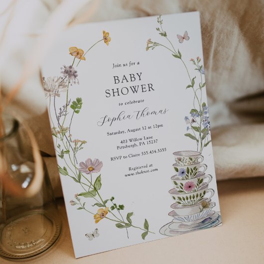 Wildblume Tea Baby Dusche Einladung