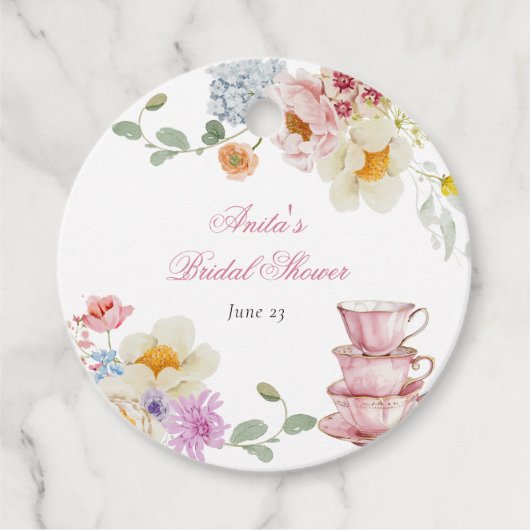 Wildblume Tea Brautparty Geschenkanhänger (Vorderseite)