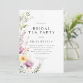 Wildblume Tea Party Brautdusche Einladung (Stehend Vorderseite)