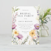 Wildblume Tea Party Brautdusche Einladung (Stehend Vorderseite)