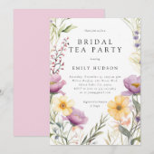 Wildblume Tea Party Brautdusche Einladung (Vorne/Hinten)