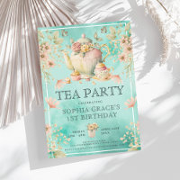 Wildblume Tea Party Girl Geburtstagsfeier Einladun