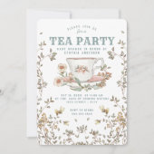 Wildblume Tea Party Kinderdusche Einladung (Vorderseite)