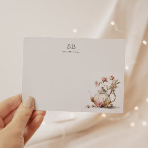 Wildblume Tea Party Wasserfarbener Tee Mitteilungskarte