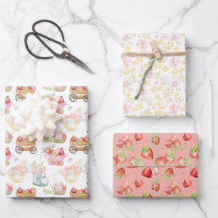 Wildblume Teacup Erdbeerfeld Kinderzimmer Geschenkpapier Set