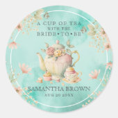 Wildblume Tee Party Aquamarin Blue Brautparty Runder Aufkleber (Vorderseite)