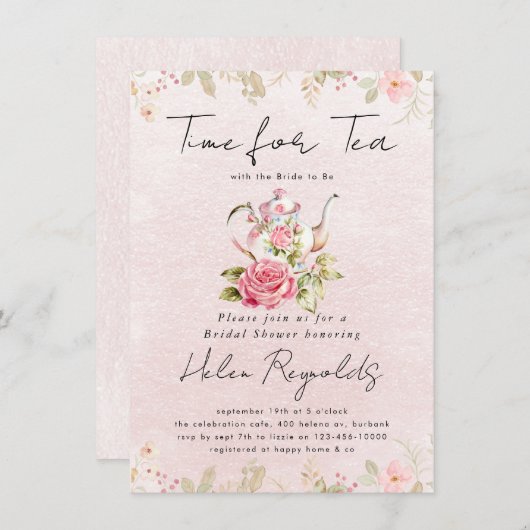 Wildblume Tee Party Brautparty Ankündigung (Vorne/Hinten)