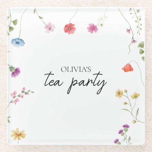 Wildblume Tee Party Brautparty Glasuntersetzer (Vorderseite)