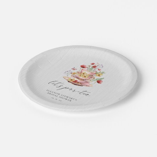 Wildblume Tee Party Brautparty Pappteller (Schrägansicht)