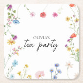 Wildblume Tee Party Brautparty Rechteckiger Pappuntersetzer (Vorderseite)