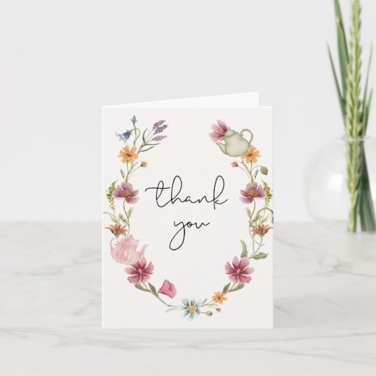 Wildblume Tee Party Danke Karte (Vorderseite)