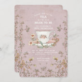 Wildblume Tee Party Dusty Pink Brautparty Einladung (Vorne/Hinten)