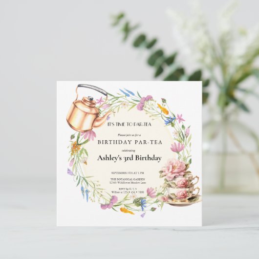 Wildblume | Tee-Party Einladung (Stehend Vorderseite)