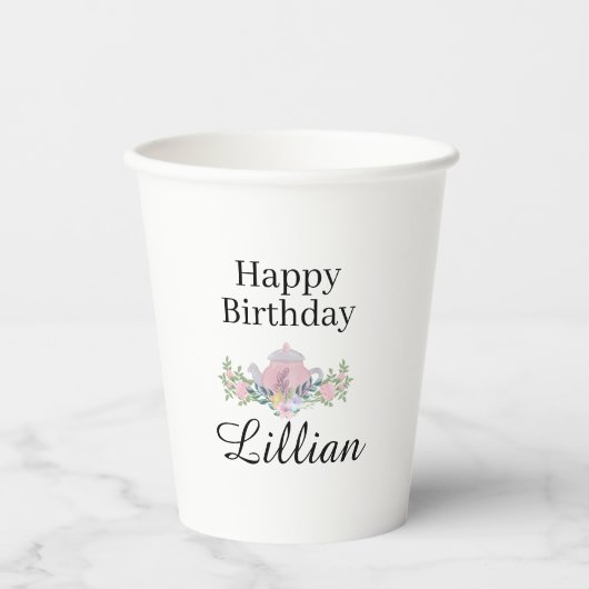 Wildblume Tee Party Geburtstag Blumenbecher Pappbecher (Vorderseite)