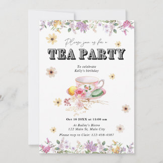 Wildblume Tee Party Geburtstagseinladung Einladung