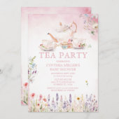 Wildblume Tee Party Rosa Blumenspülung Einladung (Vorne/Hinten)