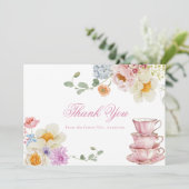 Wildblume Tee Party Vielen Dank Note Card Dankeskarte (Stehend Vorderseite)
