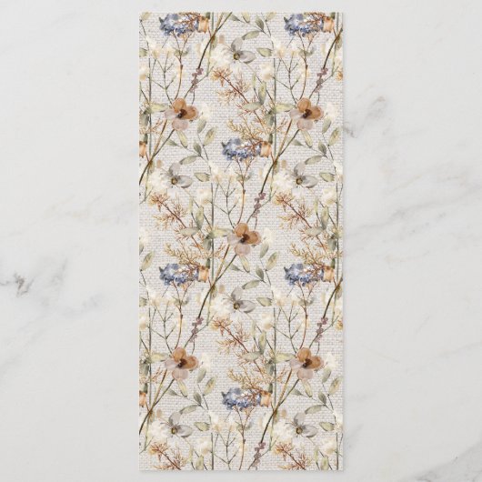 Wildblume Teezeremonie auf dem Party Menükarte (Rückseite)