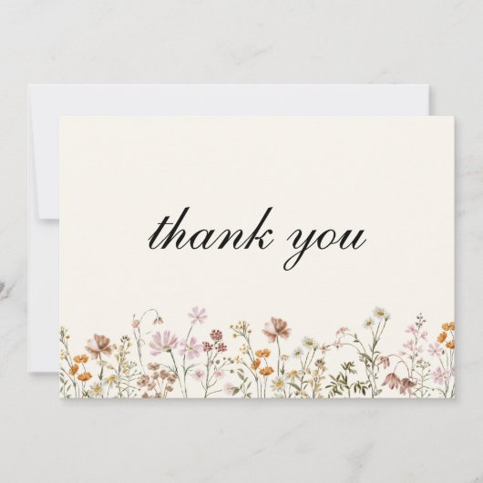 Wildblume Terracotta Beige Boho Wedding Dankeskarte (Vorderseite)