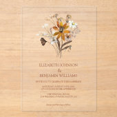 Wildblume Terracotta Boho Chic Garden Hochzeit Acryleinladungen (Vorderseite)