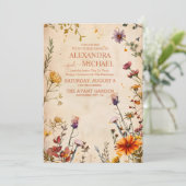 Wildblume Terracotta Einladung (Stehend Vorderseite)