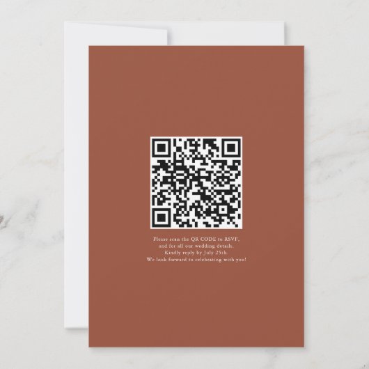 Wildblume Terracotta Floral Boho Wedding QR Code Einladung (Rückseite)
