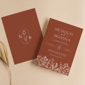 Wildblume Terracotta Minimalistisch Wedding Monogr Einladung