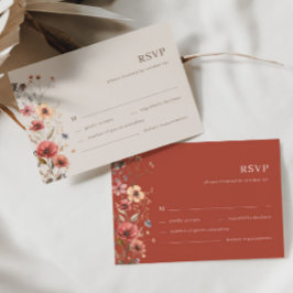 Wildblume Terracotta Minimalistisch Wedding RSVP C