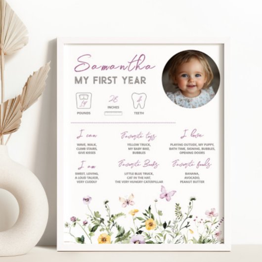 Wildblume Thema Foto Meilenstein Unterzeichnung Poster