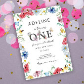 Wildblume Thema Girl 1. Geburtstag Blumenstuhl ers Einladung