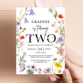 Wildblume Thema Mädchen 2. Geburtstag Einladung