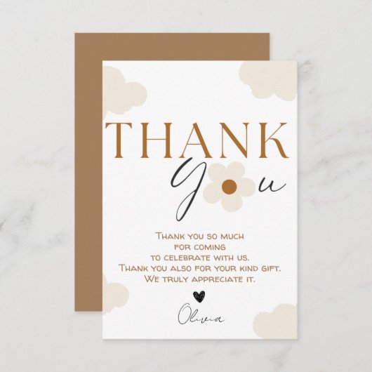 Wildblume Thema Mädchen Geburtstag Dankeskarte (Vorne/Hinten)