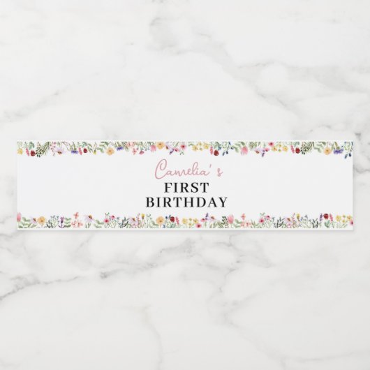 Wildblume Thema Wasserflasche Wasserflaschenetikett (Einzelnes Label)