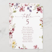 Wildblume-Tischnummer-Sitzkarte (Vorne/Hinten)